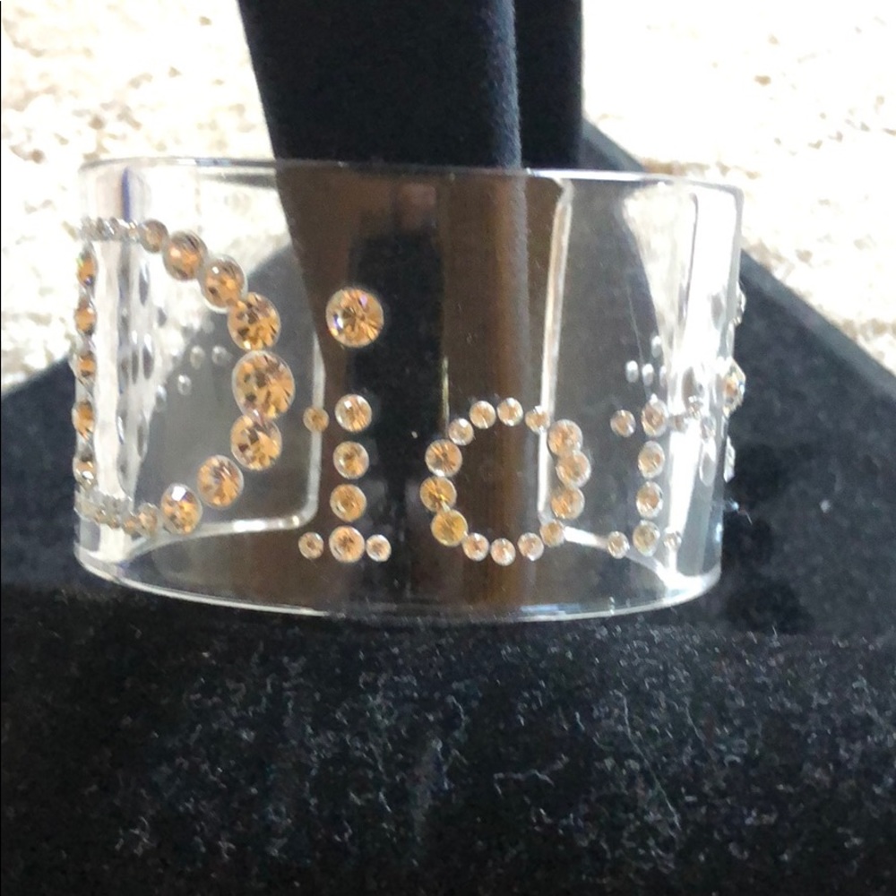 Dior acrylic rhinestone vintage cuff bracelet - Picture 2 of 6